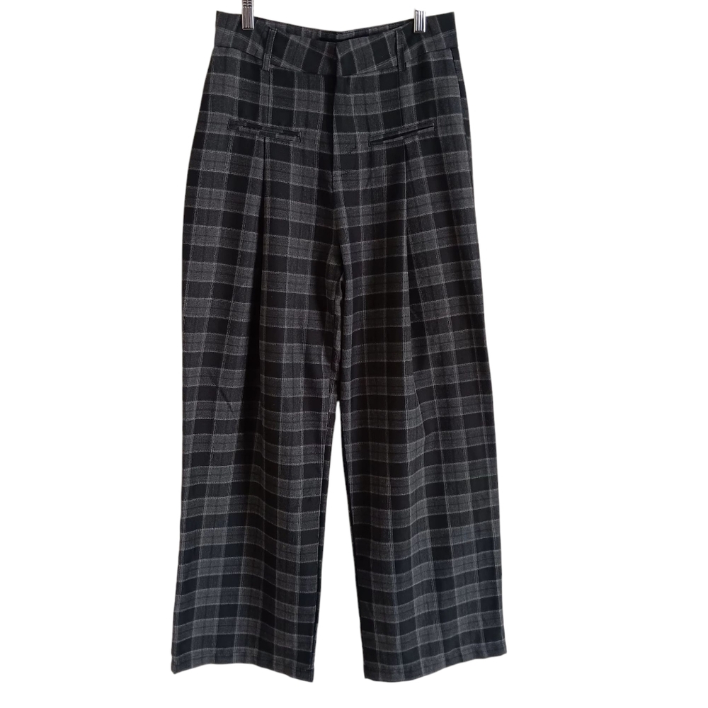 Cider Wide Leg Plaid Pants High Waisted